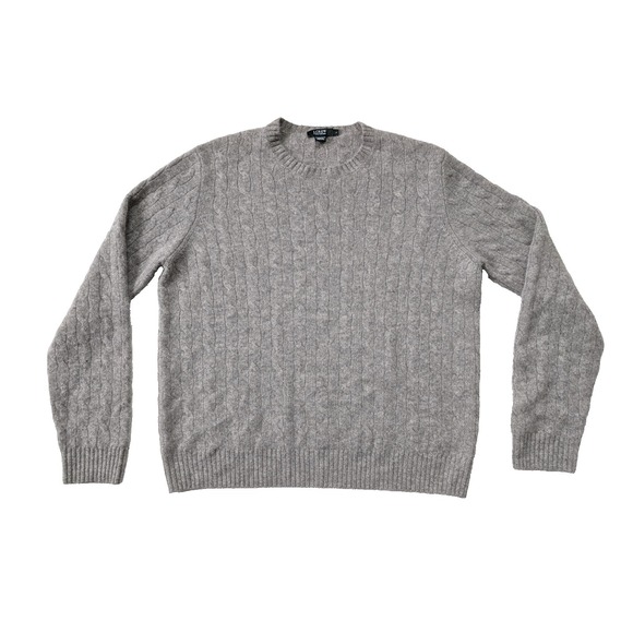J.CREW Other - READ J Crew Italian Cashmere Sweater Mens Large Gray Cable Knit Crewneck